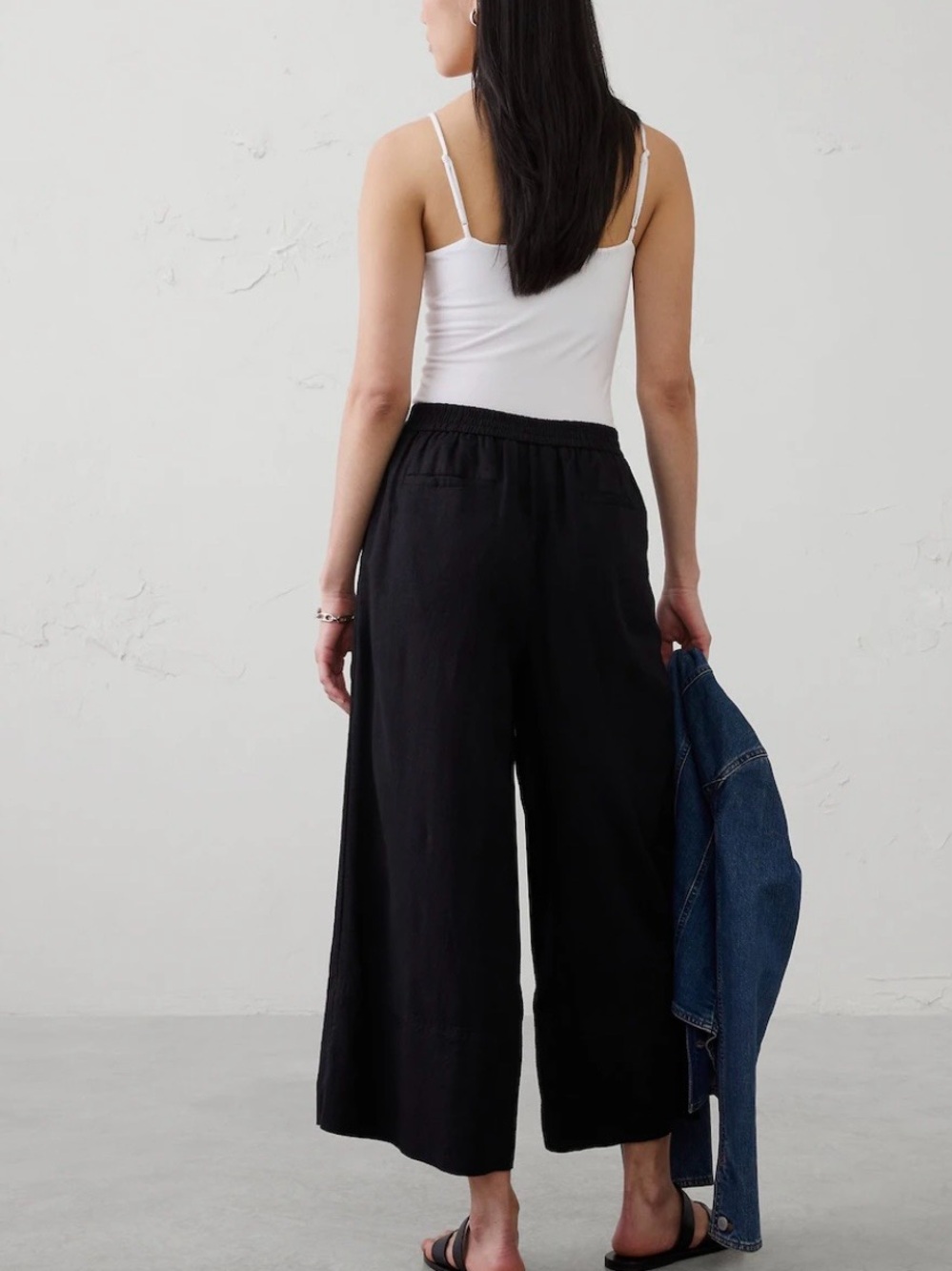 GAP Black Wide-Leg Elastic-Waist Pants